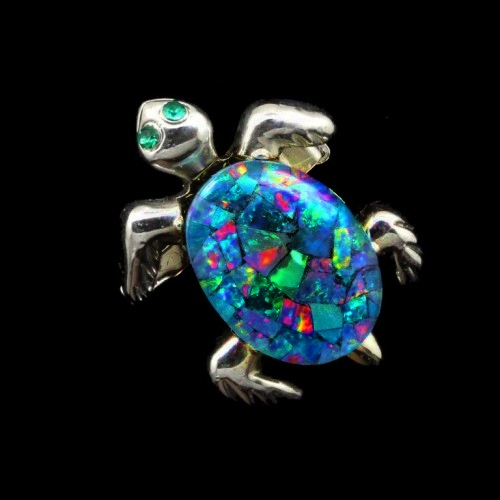 Opal Turtle Brooch-pendant